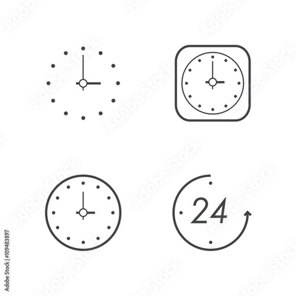 Fototapeta clock line icons set