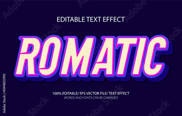 Fototapeta Romantic editable text effect, 3D editable text template.