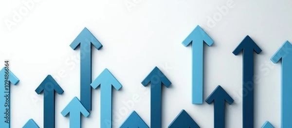 Fototapeta Upward Trending Arrows:  Blue Arrows Pointing Upwards, Symbolizing Growth, Progress, and Success