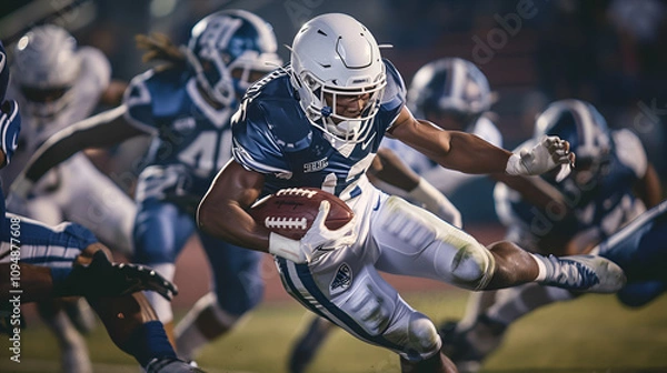 Obraz Great action photos of high school football player