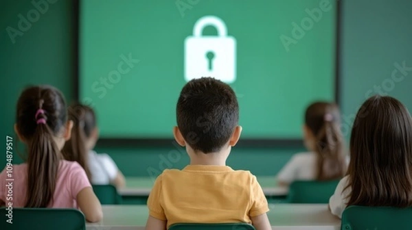 Fototapeta High School Class Engages in Learning About Encryption Basics Classroom Educational Activity Interactive Environment Student Perspective Technology Education