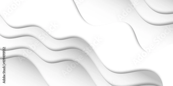 Fototapeta Paper cut background. White wave papercut trendy design. Vector origami waves.abstract modern white and grey shadow geometric pattern background for website banner and corporate presentation templet .