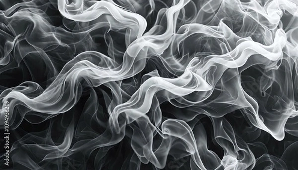 Fototapeta Smoke creating abstract patterns in black and white.