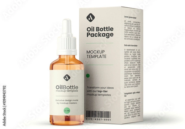 Fototapeta Oil Dropper Bottle With Box Mockup