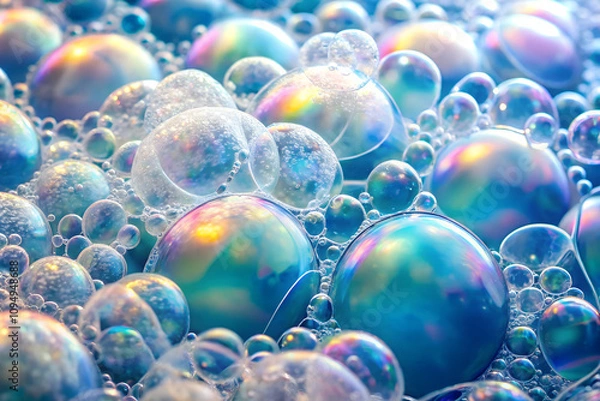 Fototapeta Abstract white soap foam bubbles texture background