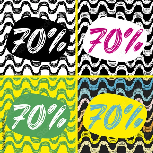 Fototapeta Ipanema beach pattern sale set. Vector illustration. 70%