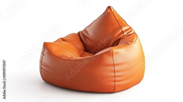 Fototapeta Bean Bag Chair Isolated on White Background. Object for Relaxing Seating