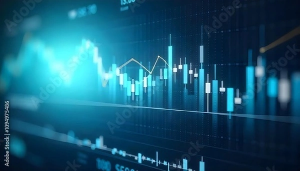 Obraz Stock Market Chart with Financial Indicators Background