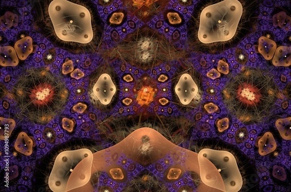 Fototapeta Abstract fractal image on the black background