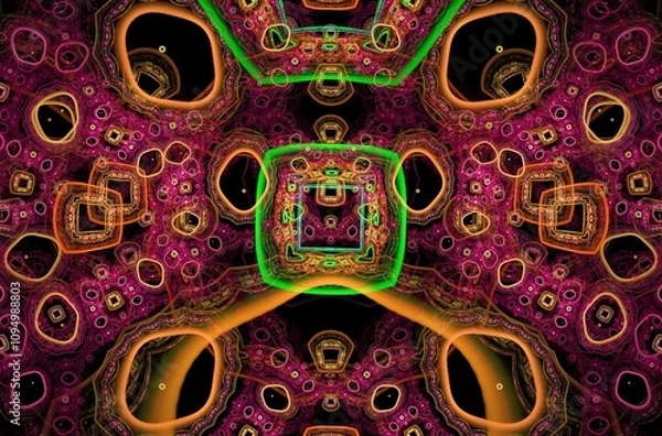 Fototapeta Abstract fractal image on the black background