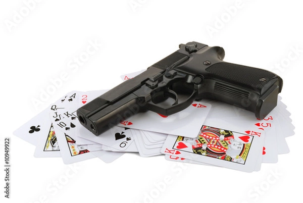 Fototapeta The weapon on playing cards