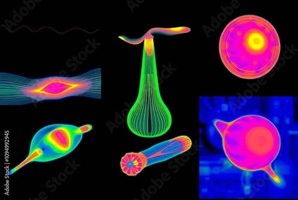 Obraz Infrared waves visualized as colorful heat signatures on various