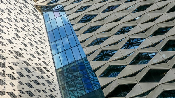 Fototapeta Architecture of the facade of modern building in Saudi Arabia	