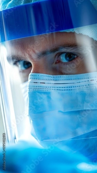 Obraz Close-up Portrait of a Medical Worker in Protective Gear