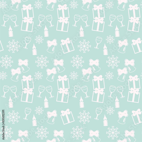Fototapeta Seamless New Year and Christmas pattern print wallpaper background illustration vector art for textile paper pack etc 