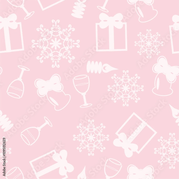 Fototapeta Seamless New Year and Christmas pattern print wallpaper background illustration vector art for textile paper pack etc 