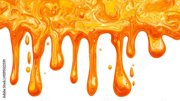 Fototapeta Toxic orange slime dripping down on a transparent background