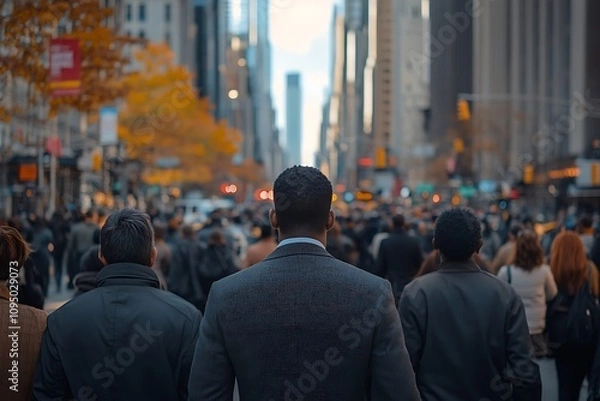 Fototapeta Autumn Rush Hour Professional Man in City Crowd