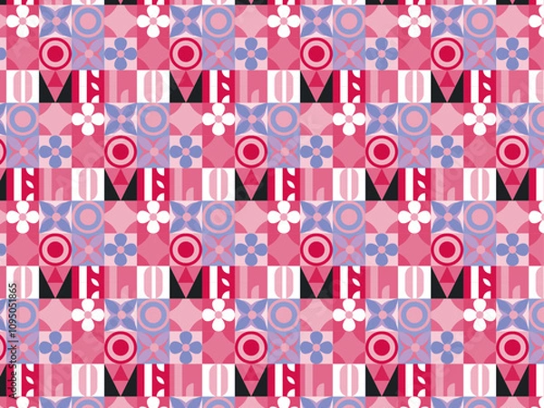 Fototapeta Abstract geometric retro seamless pattern background vector design