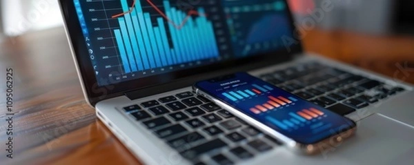 Fototapeta Financial Data Analysis on Mobile and Laptop Screens.