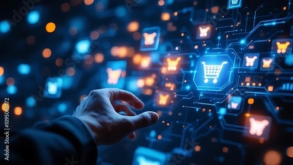 Fototapeta E-commerce add to cart online shopping business technology internet concept