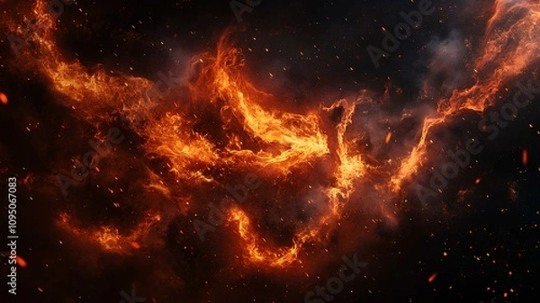 Fototapeta fire flames background Abstract fire flames on black background 