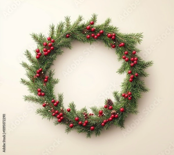 Obraz Festive christmas wreath decoration indoor home still life image warm atmosphere close-up view holiday spirit