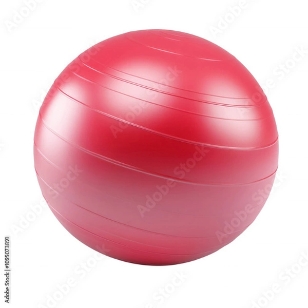 Fototapeta Red exercise ball, isolated on transparent or white background
