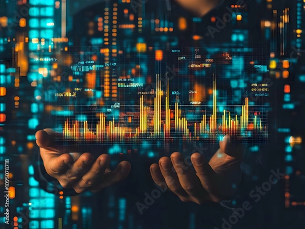 Fototapeta Illustration - Businessman Analyzing Financial Data Charts