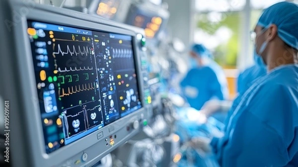 Obraz Healthcare workers monitor vital signs and provide optimal care to patients in a fast-paced hospital setting