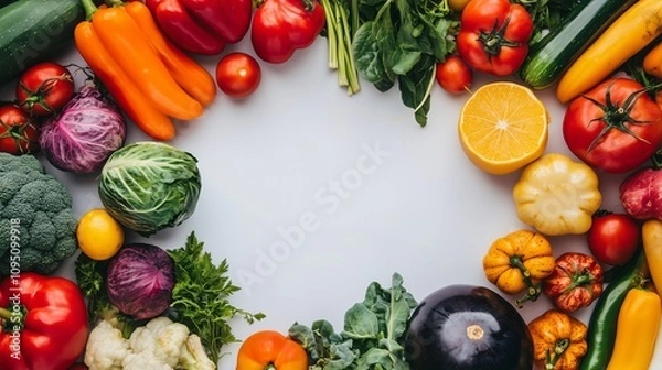 Fototapeta vegetable border on white background.