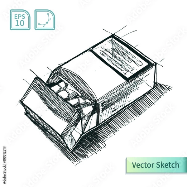 Fototapeta Vector cigarettes pack sketch. Illustration for your design