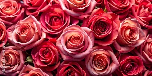 Fototapeta A Close-Up of a Bouquet of Vibrant Pink Roses, Captured in a Romantic and Textured Composition