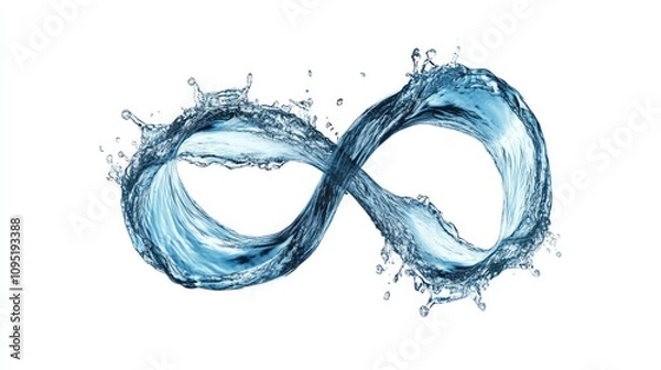 Fototapeta Infinity Water Symbol:  A mesmerizing image of flowing water sculpted into an infinity symbol, representing endlessness, cycle, and continuous flow of nature.