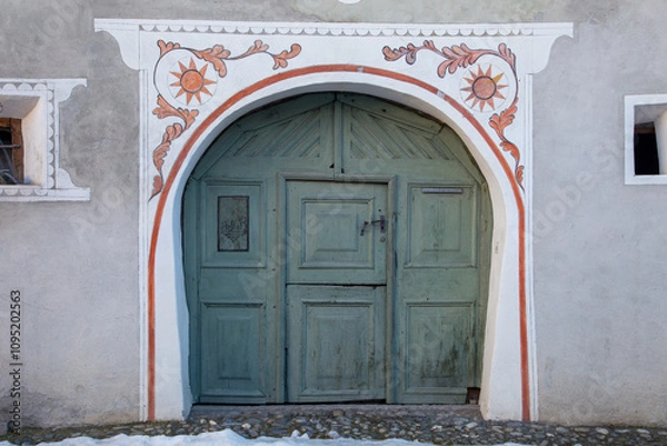 Fototapeta Downtown in Scuol, Lower Engadine, Swiss