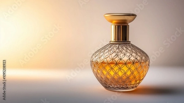 Fototapeta A luxury perfume bottle, with intricate gold detailing and an elegant design.