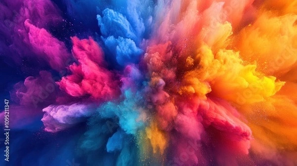 Fototapeta Dramatic and colorful paint explosion Abstract background