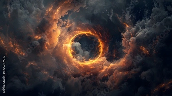 Obraz A blazing ring of fire and energy is seen in the clouds.