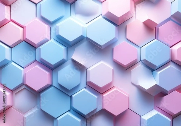 Fototapeta Abstract Geometric Pattern of Hexagonal Shapes in Soft Pastel Colors Against a Subtle Light Background for Creative and Modern Design Projects