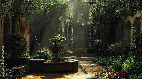 Fototapeta the cuntry, generative ai, landscape, architecture, curtoone, chasny house, background, art nouveau, city, skyline, skyscraper, building, water, lake, nature, autumn, river, sky, tree, reflection,