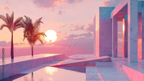 Fototapeta the cuntry, generative ai, landscape, architecture, curtoone, chasny house, background, art nouveau, city, skyline, skyscraper, building, water, lake, nature, autumn, river, sky, tree, reflection,