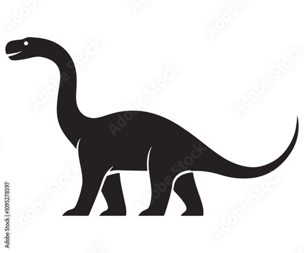Fototapeta Barosaurus Silhouette on White Background, Minimalist Barosaurus Dinosaur Silhouette, Barosaurus Silhouette Sticker Set, Barosaurus Silhouette Logo Design.