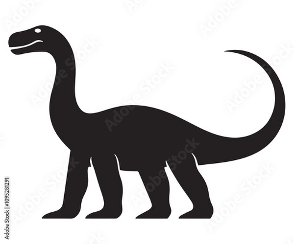 Fototapeta Barosaurus Silhouette on White Background, Minimalist Barosaurus Dinosaur Silhouette, Barosaurus Silhouette Sticker Set, Barosaurus Silhouette Logo Design.