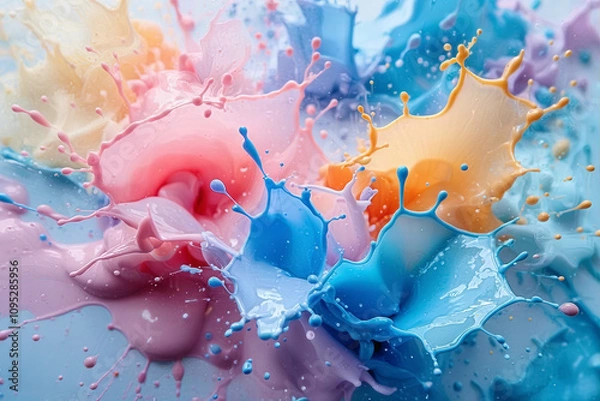 Fototapeta Abstract color splashes in pastel tones HQ