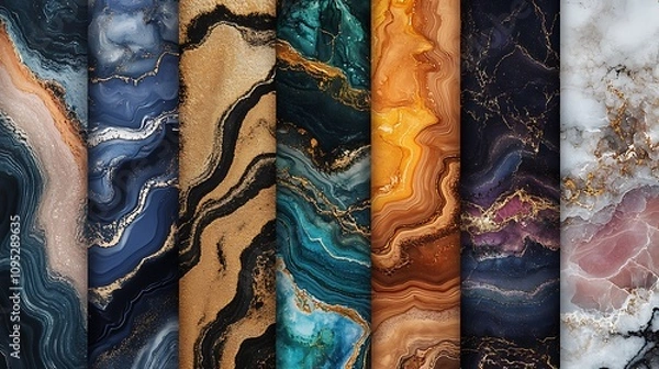 Obraz Marble-inspired alcohol ink patterns with vivid fluid art designs