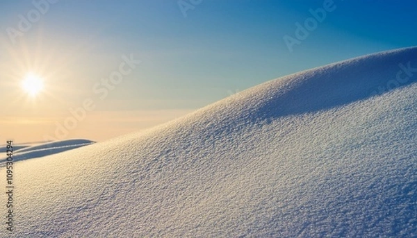Fototapeta 눈쌓인 언덕과 아침햇살