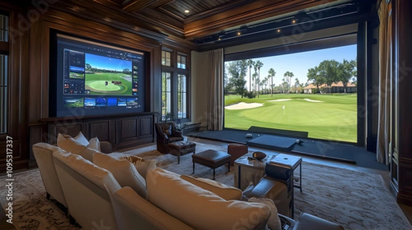 Obraz Professional golf simulator featuring virtual courses and digital interface