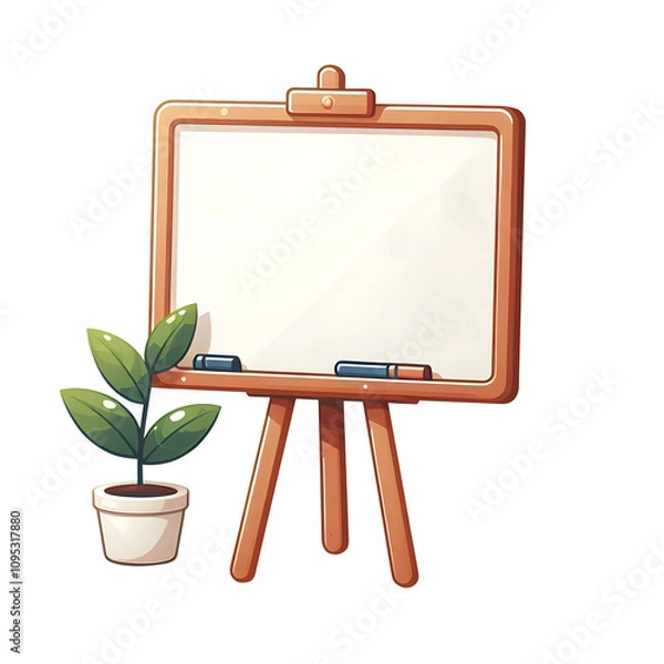 Obraz cartoon-style whiteboard with a wooden frame stand vector isolated on a transparent background