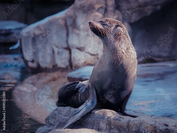 Fototapeta Seal sitting on the pool
