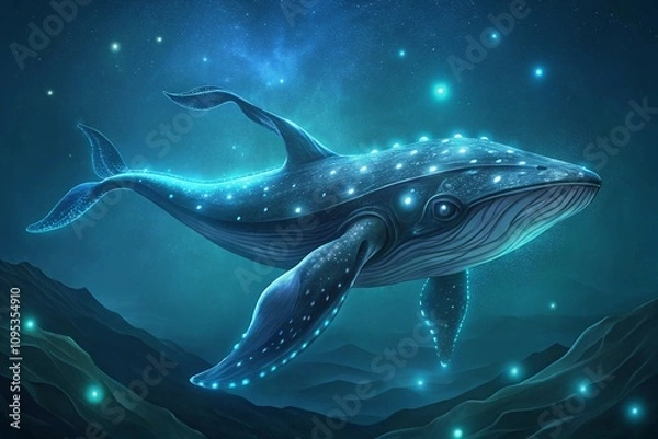 Obraz a whale with patterns of stars on its skin, generative ai, ai generated